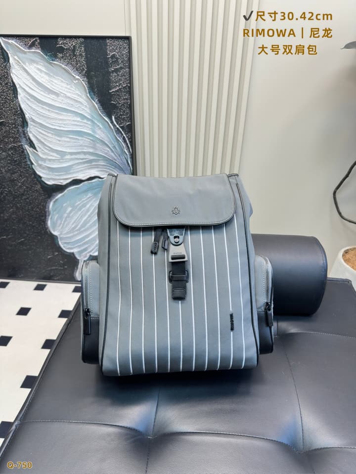 RIMOWA Never Still Ultralight Business Backpack in Dark Blue Striped