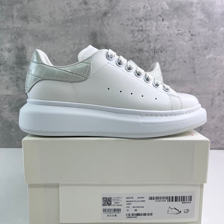 Alexander McQueen Oversized Platform Sneakers in All White Textured