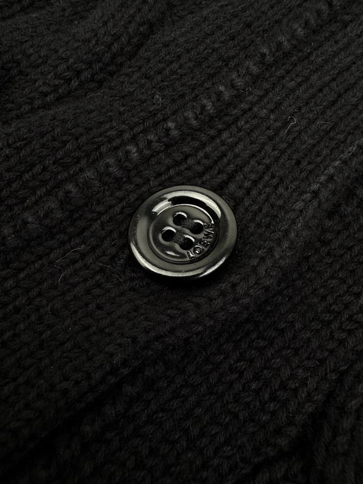 Loewe Anagram Embroidered Cotton Cardigan in Black Cardigan With Gold Anagram