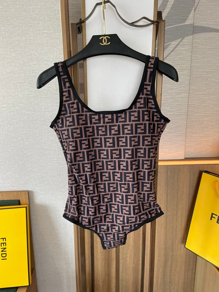 Fendi Versatile Backless One-Piece Swimsuit in Black Halter Plunge