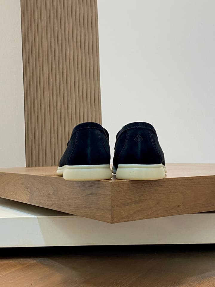 Loro Piana Suede Leather Slip-On Loafers in Black Suede