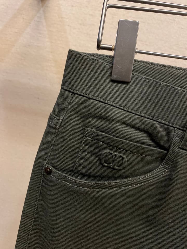 Dior Men's Thin Fleece Casual Trousers in Dark Olive Green