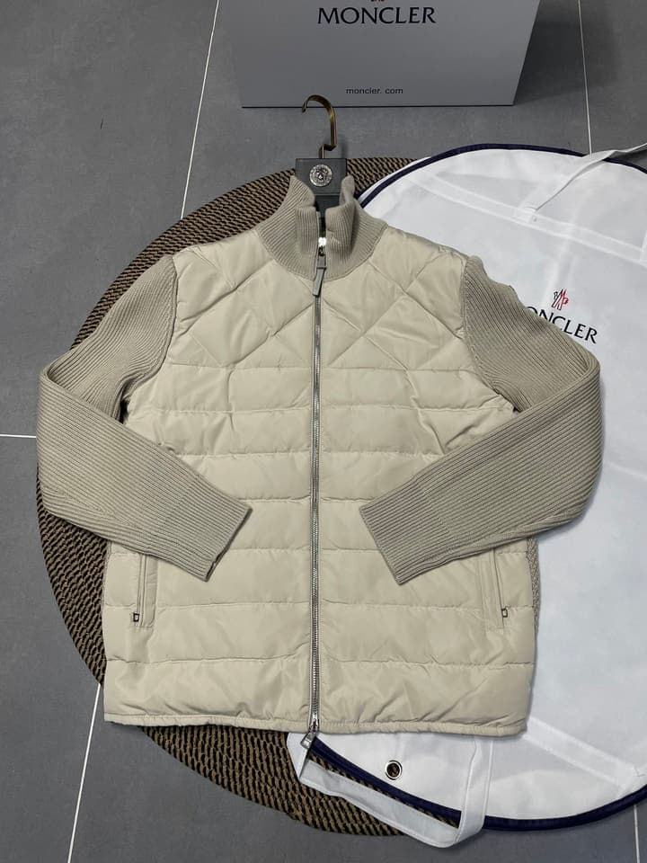 Moncler Men's Knit Down Spliced Jacket – New Collection in Beige