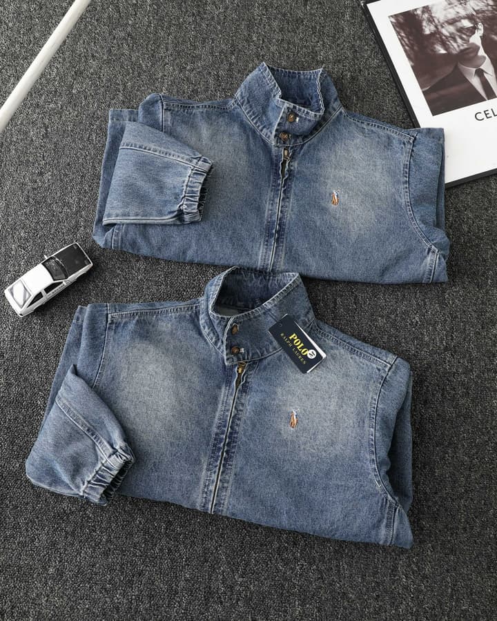 Ralph Lauren Washed Denim Jacket – 2025 Fall Collection in Classic Blue Denim