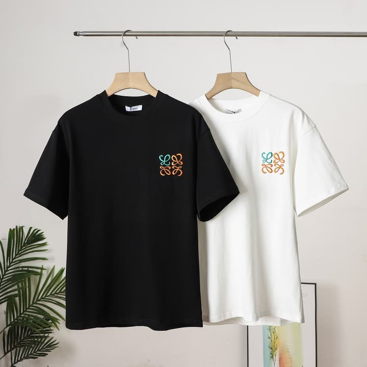 Loewe Colorful Embroidered Short-Sleeve T-Shirt – 2023 Summer Collection in Black