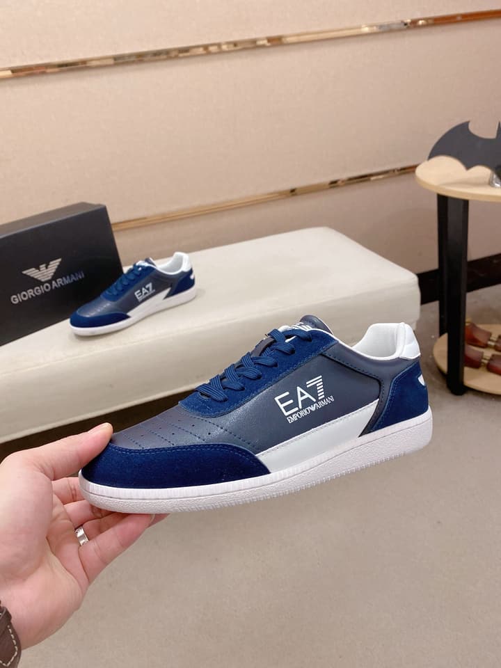 Armani Italian Leather Luxury Sneakers – New Collection in Bright Red