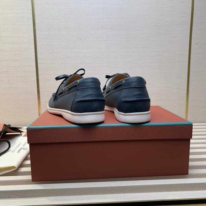 Loro Piana Moccasin Shoes – 2025 Collection in Navy Blue Leather