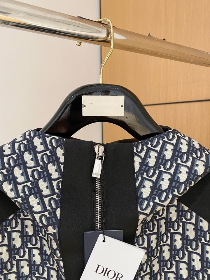 Dior New Runway Jacket Outerwear in Black With Monogram Panels