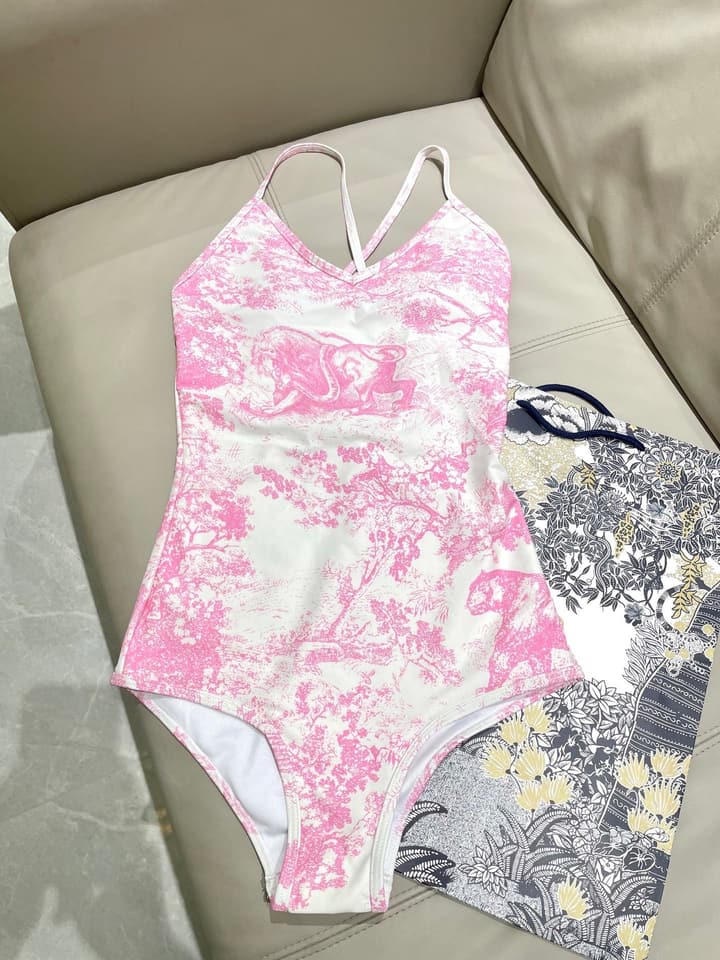 Dior Backless One-Piece Swimsuit in Light Blue Tie-dye Pattern