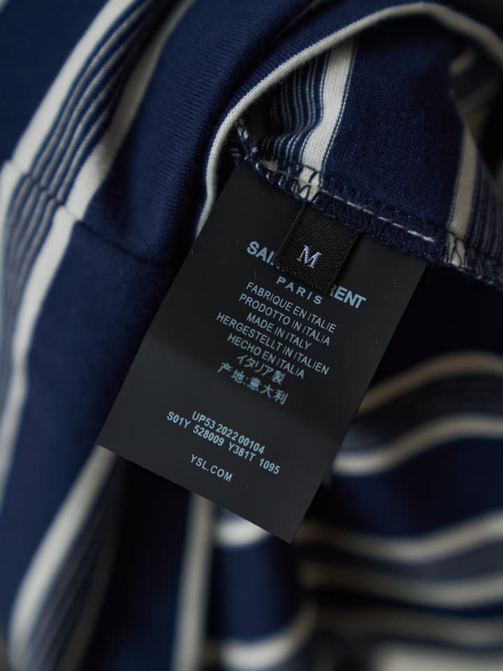 Saint Laurent YSL Embroidered Striped Tank Top in Navy Blue
