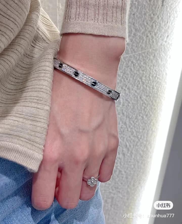 Cartier LOVE Pave Bracelet in Rose Gold Tone Bracelet