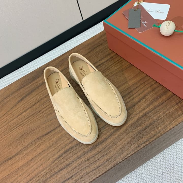 Loro Piana Glossy Cashmere Loafers in Blush Pink Suede