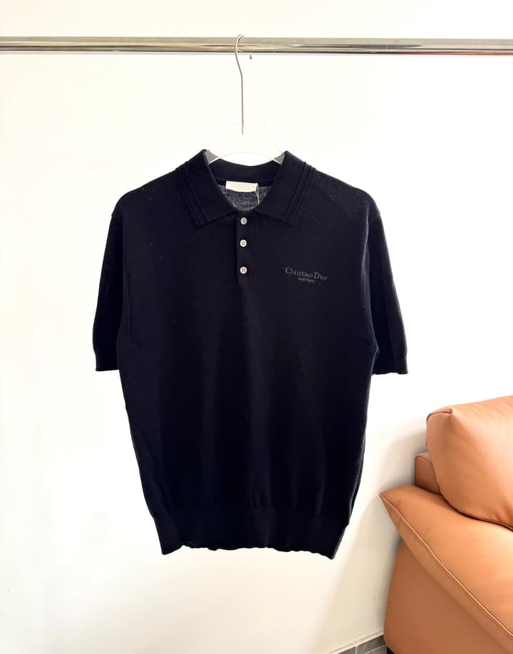 Dior Early Spring Mixed-Knit Polo Tee – 2025 in Black