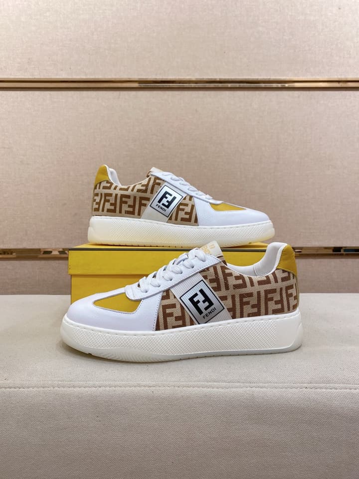 Fendi Calfskin Leather Loafers in Navy White Monogram
