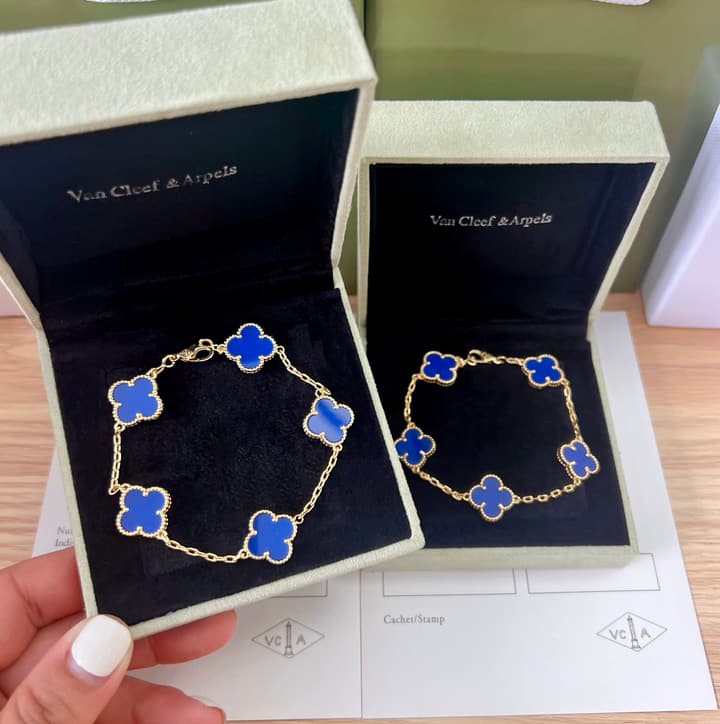 Van Cleef & Arpels Vintage Alhambra Blue Agate Bracelet