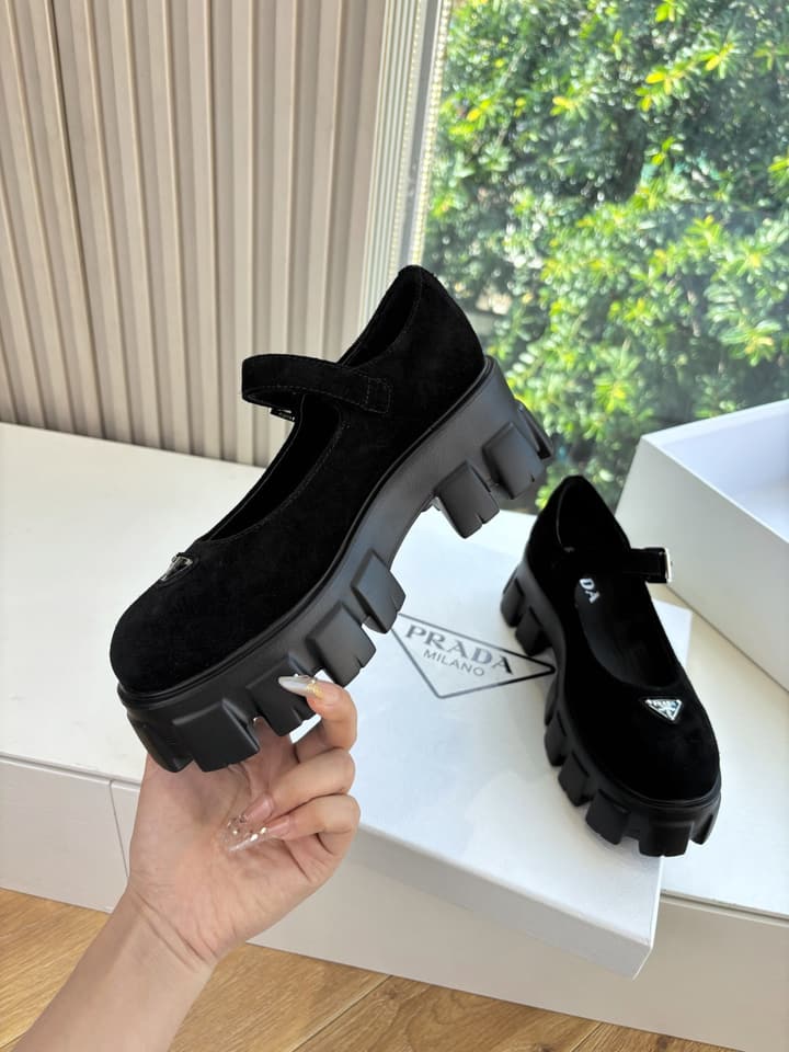 Prada Monolith Platform Mary Jane Loafers – 25FW in Assorted Leather & Suede Collection