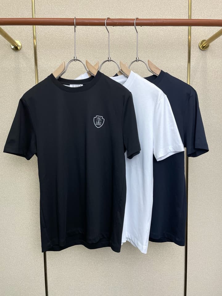 Brunello Cucinelli Men's Casual Short-Sleeve T-Shirt – 2025SS in Black Shield