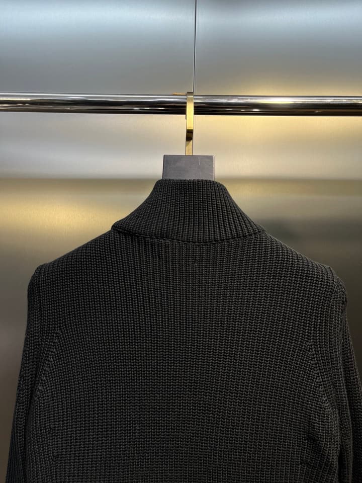 Moncler Lapel Patchwork Wool Down Jacket – 25FW in Black