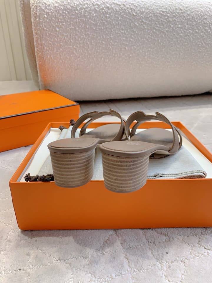 Hermès H-Heeled Sandals in Tan