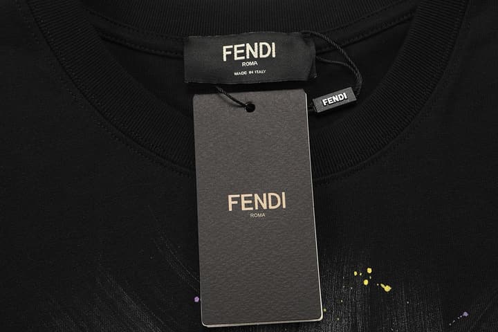 Fendi Embroidered Double F Logo Inkjet T-Shirt – 2025SS in Black