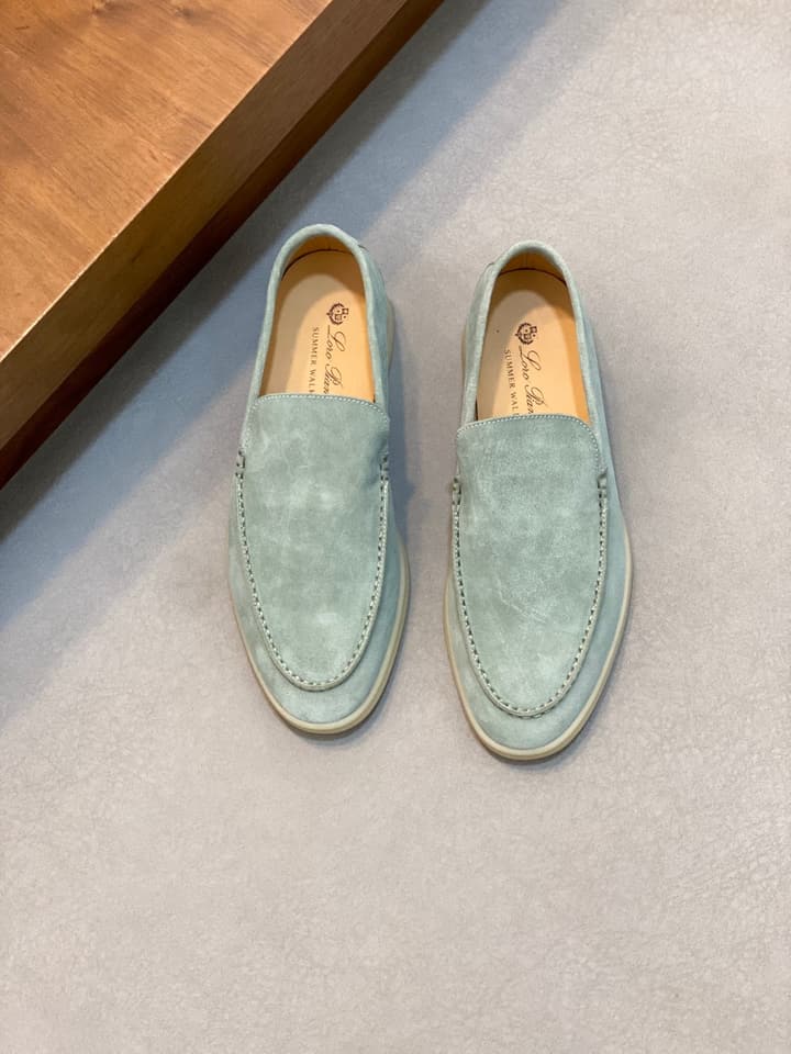 Loro Piana Suede Leather Slip-On Loafers in Black Suede