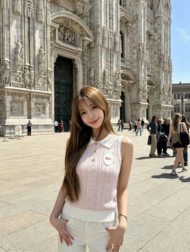 Dior Lapel Collar Knit Vest in Pink
