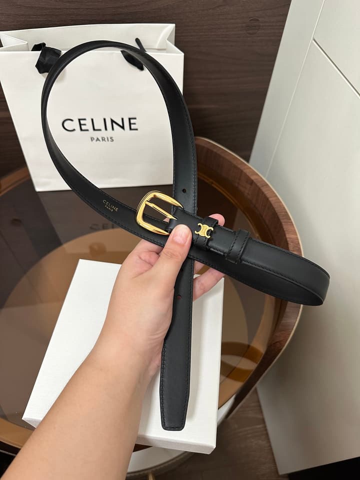 Celine Vivienne Taurillon 25mm Belt in Black Taurillon Leather