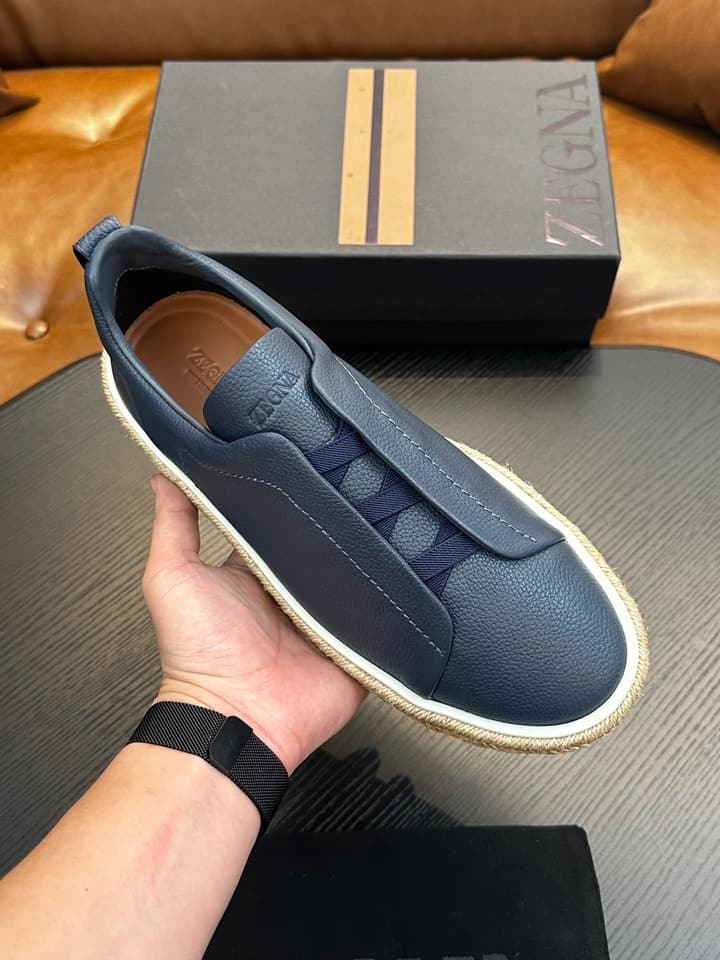 Ermenegildo Zegna Triple Stitch Low-Top Sneakers in Black Suede