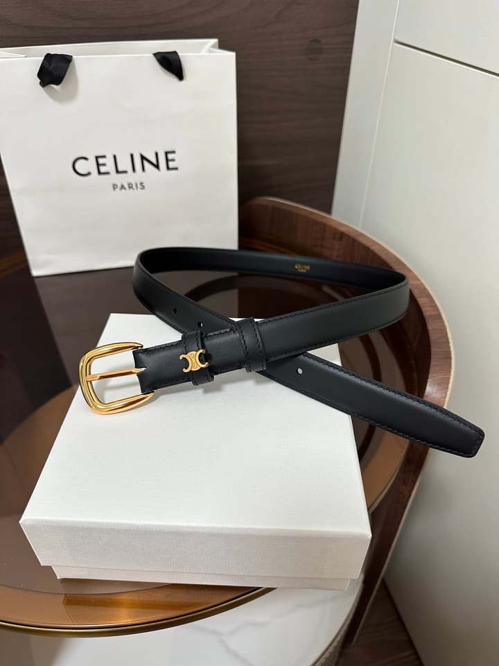 Celine Vivienne Taurillon 25mm Belt in Black Taurillon Leather