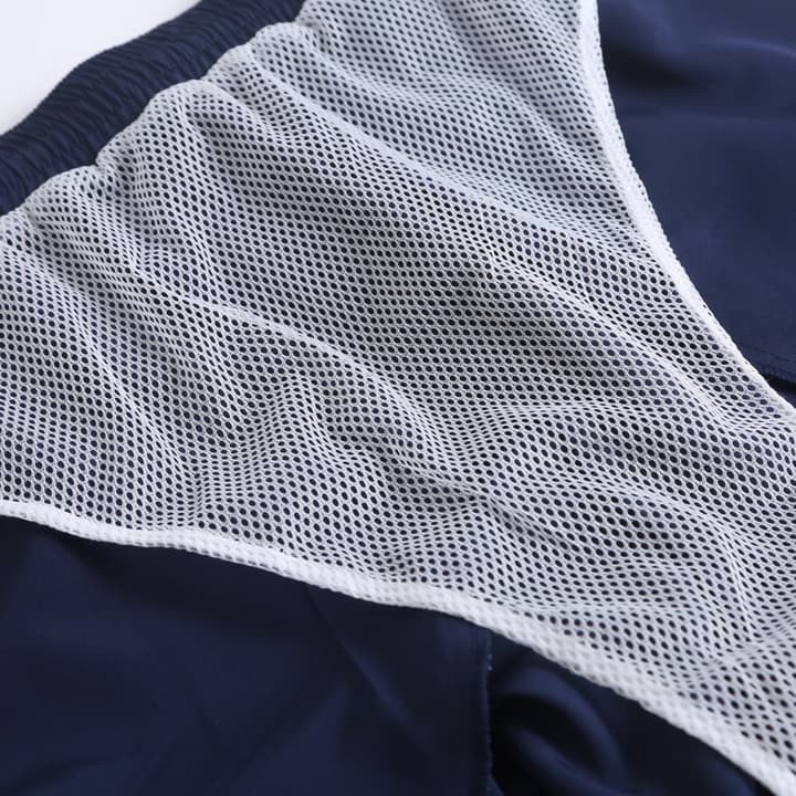 Brunello Cucinelli Embroidered Swim Trunks in Navy Blue
