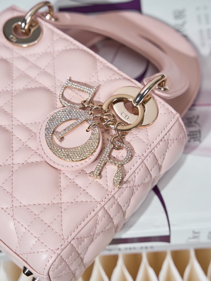 Dior Classic Lady Lambskin Handbag in Blush Pink