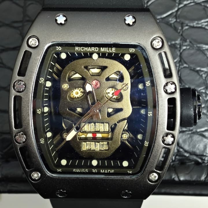 Richard Mille RM052 Series Skeleton Skull Automatic Quartz Watch in Gunmetal Tone