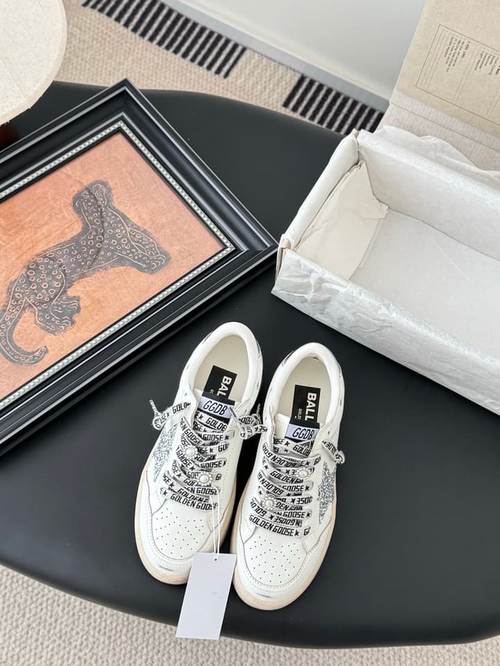 Golden Goose Graffiti Distressed Sneakers – 2024 Collection in White With Plain Laces