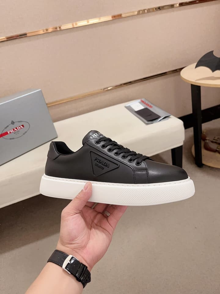 Prada Men's Air Cushion Sneakers in Dark Grey Monochromatic