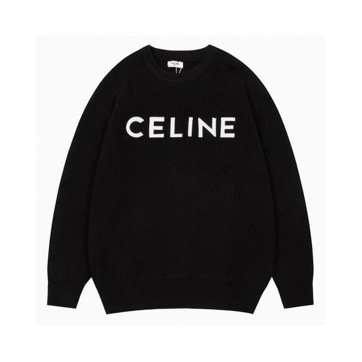 Celine Classic Embroidered Crewneck Sweater in Army Green