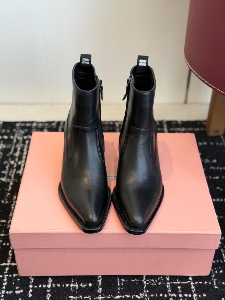Miu Miu Distressed Leather Biker Boots – 2026SS