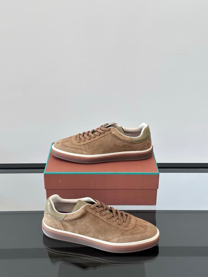 Loro Piana WeekendWalk Suede Sneakers in Cream Suede