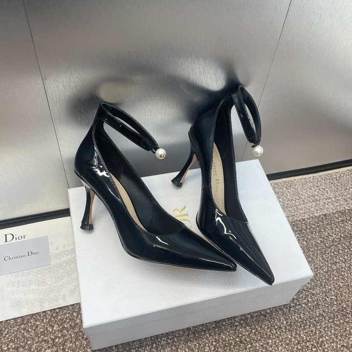 Dior J'ADIOR Jolie Pearl Pointed-Toe Pumps – 2024 Spring/Summer Collection in Glossy Black