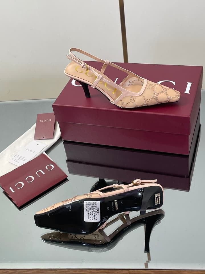 Gucci Cosmogonie GG Crystal Slingback Sandals – 2025 Early Autumn Collection in Black Crystal Gg