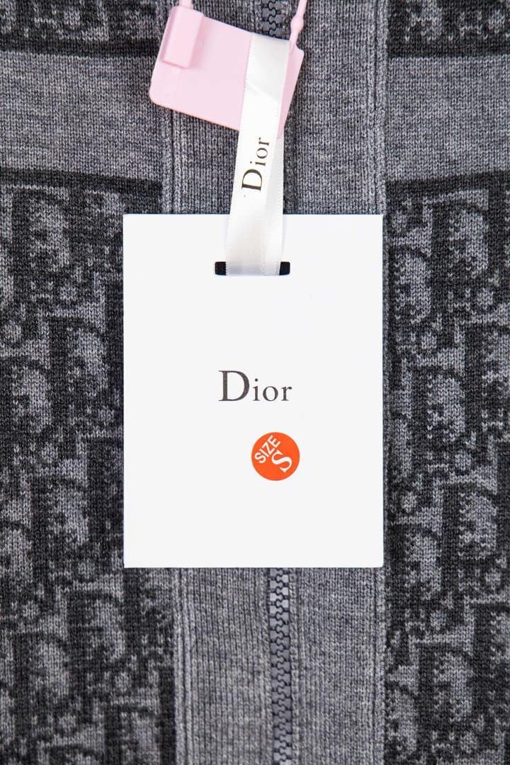 Dior Monogram Jacquard Zipper Cardigan – 24SS in Grey With Black Stripes
