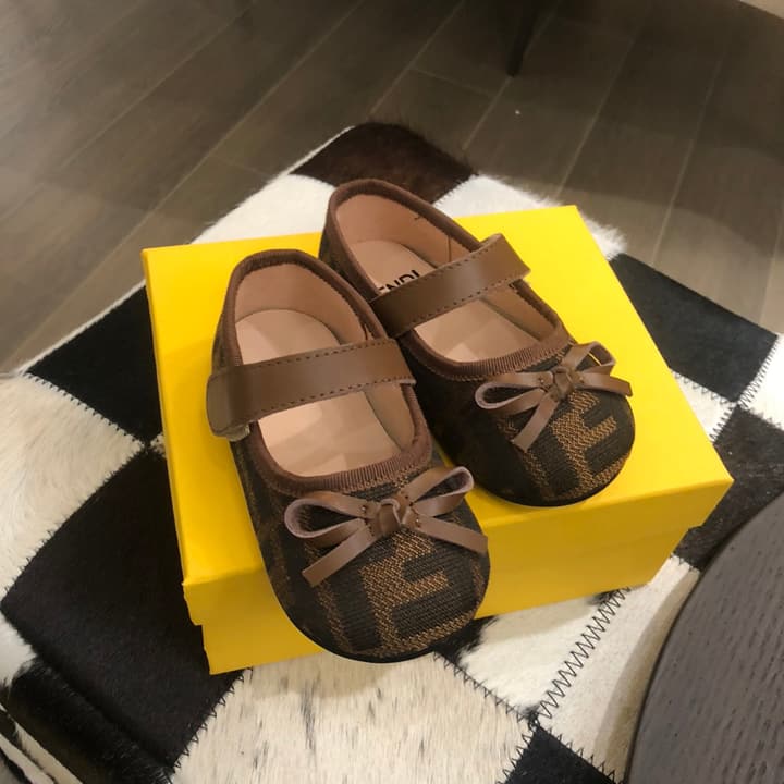 Fendi Kids Footwear – Kids Collection in Dark Brown Mary Jane