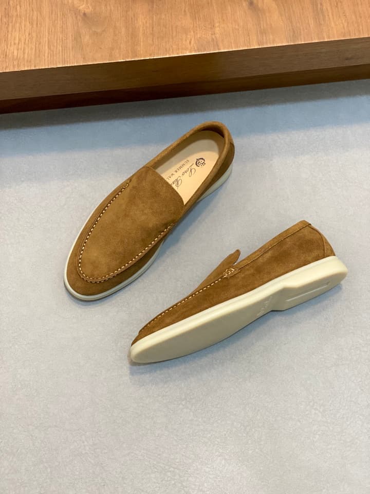 Loro Piana Suede Leather Slip-On Loafers in Black Suede