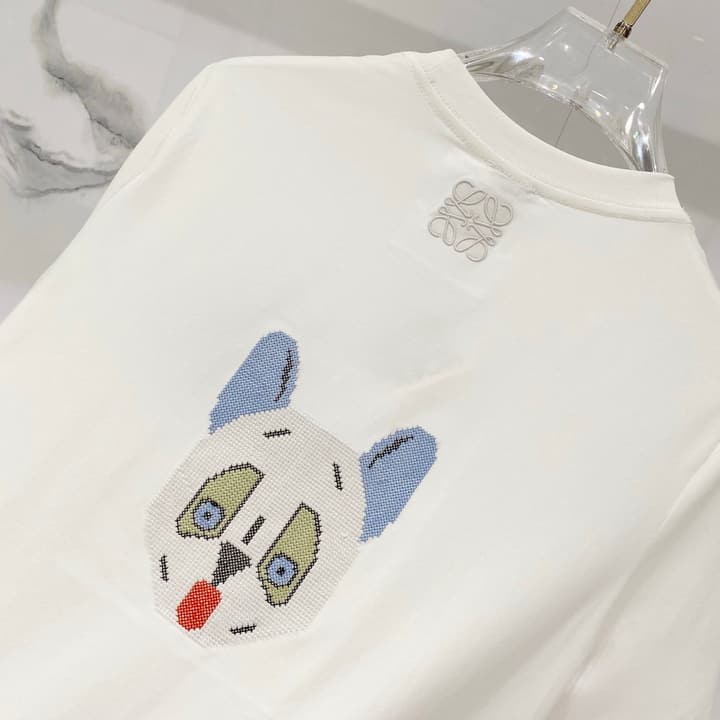 Loewe Cartoon Dog Embroidered T-Shirt in Black