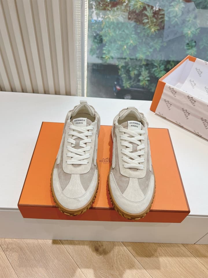 Hermès Bouncing Calfskin Sneakers in Tan Suede