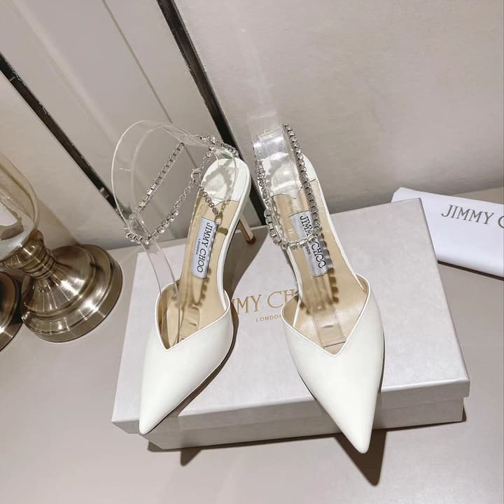 Jimmy Choo Rhinestone and Pearl Embellished Sandals – 2025 Collection in Black Patent