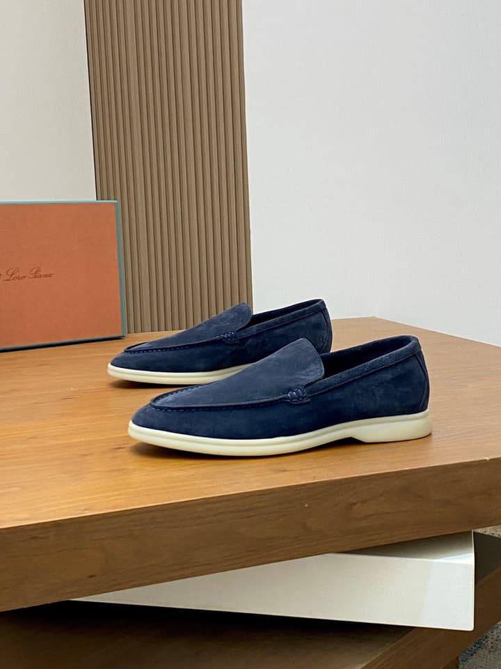Loro Piana Suede Leather Slip-On Loafers in Black Suede