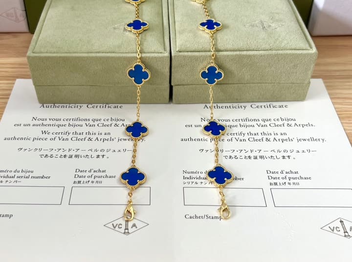 Van Cleef & Arpels Vintage Alhambra Blue Agate Bracelet