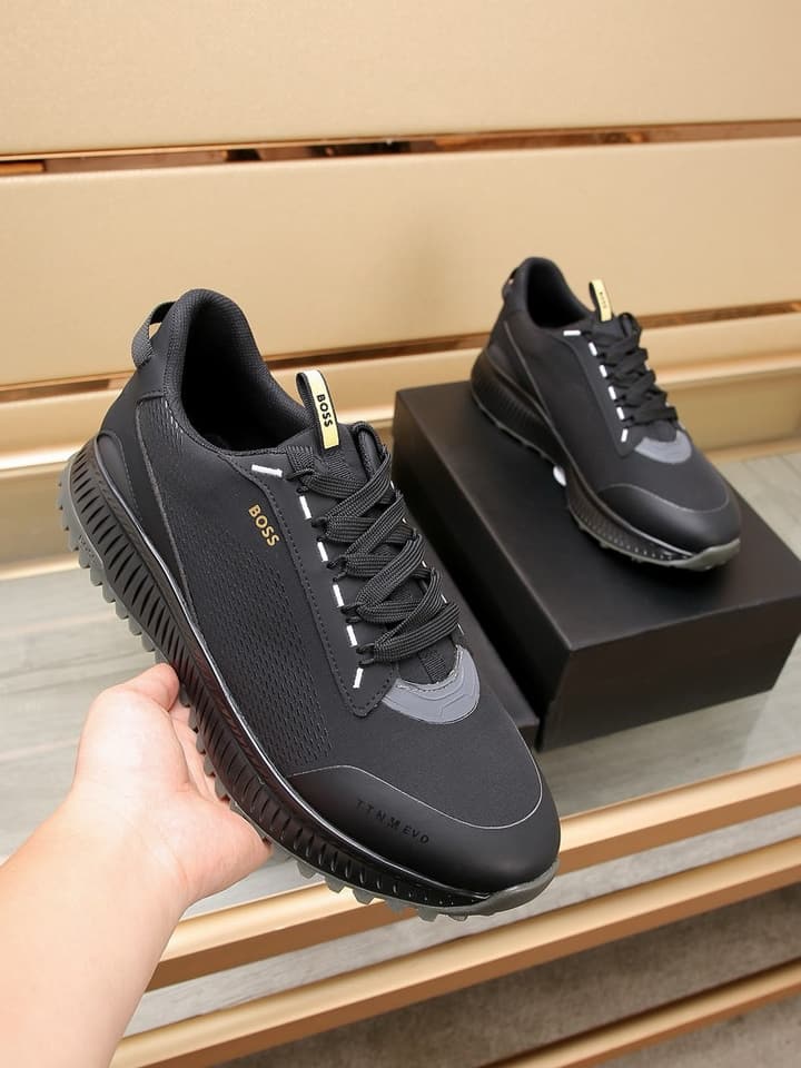 Boss New Men's Athletic Sneakers in Monochromatic Black