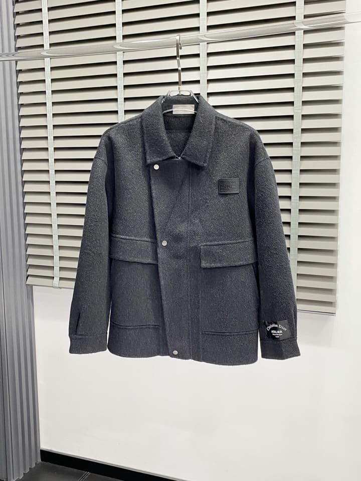 Dior Men's Classic Lambswool Short Coat in Camel Brown
