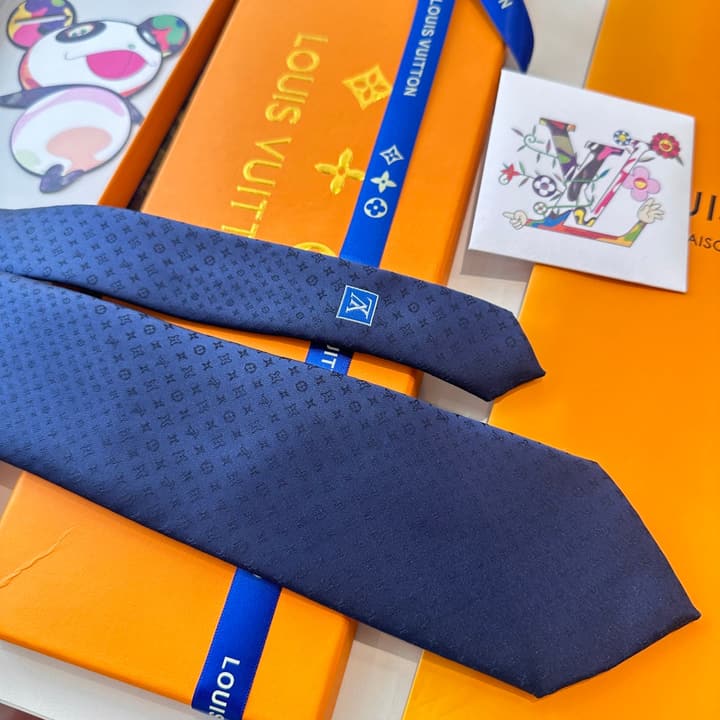 Louis Vuitton Damier Silk Tie in Charcoal Grey